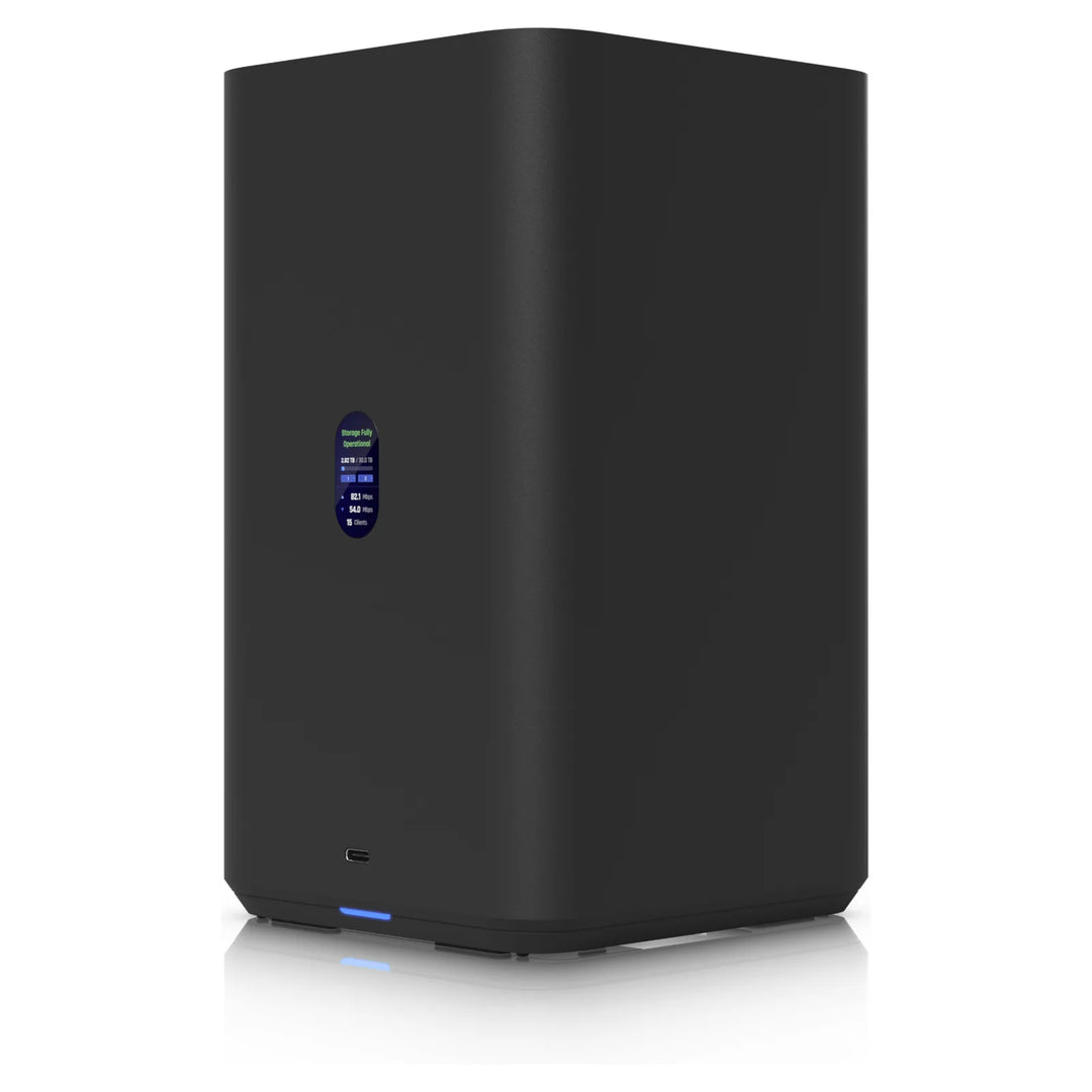 NAS compacto Ubiquiti UniFi UNAS 2 negro, vista en perspectiva
