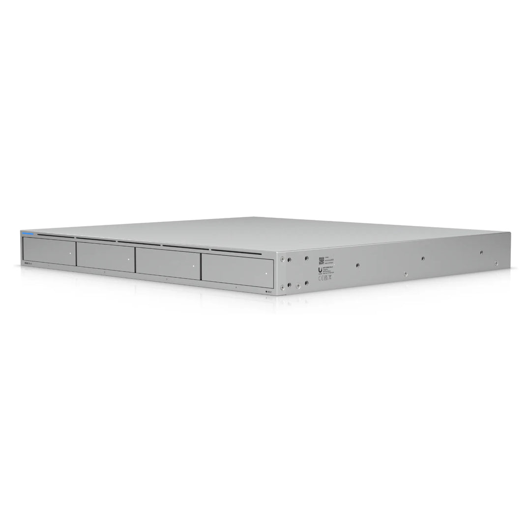NAS de rack 1U Ubiquiti UniFi UNAS Pro 4, vista en perspectiva