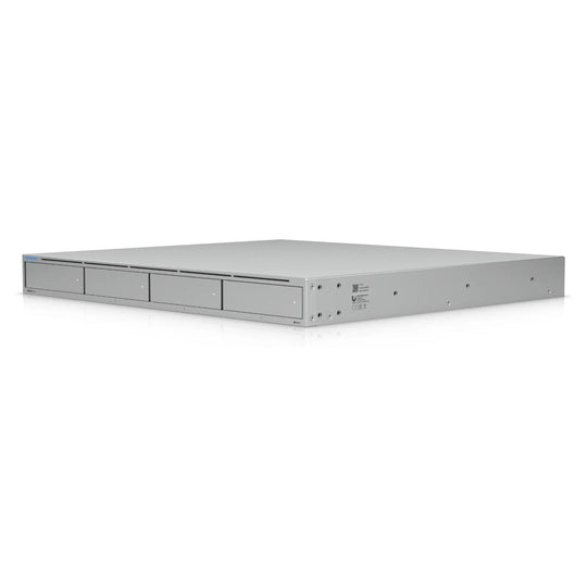 NAS de rack 1U Ubiquiti UniFi UNAS Pro 4, vista en perspectiva