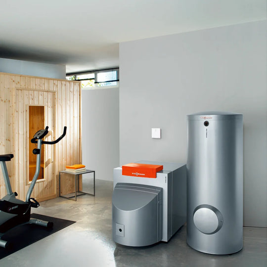 Vitoconnect mounted on the wall of a Viessmann boiler room