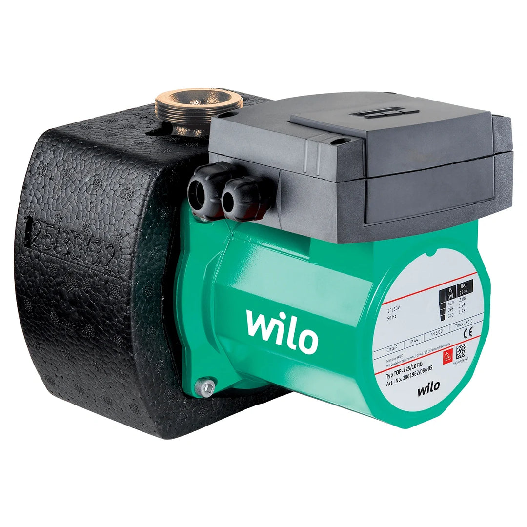 Wilo TOP-Z circulator pump with threaded bronze body and thermal insulation, models 25/10, 30/7 and 30/10