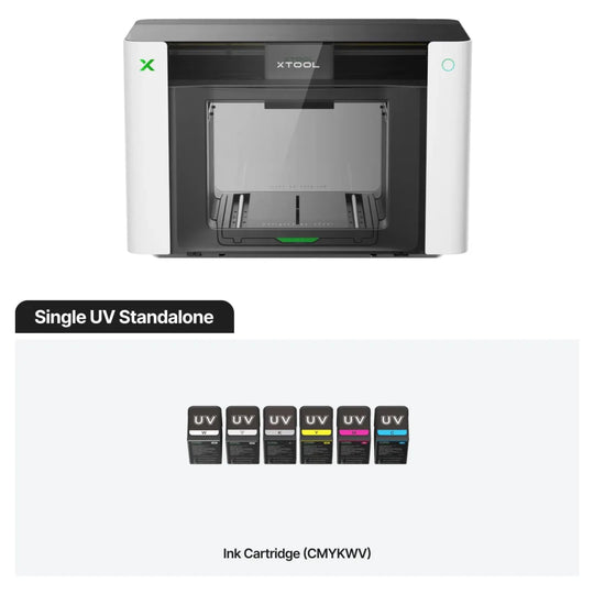 Impresora UV xTool O1 Omni edición Single UV con sus cartuchos de tinta CMYKWV incluidos